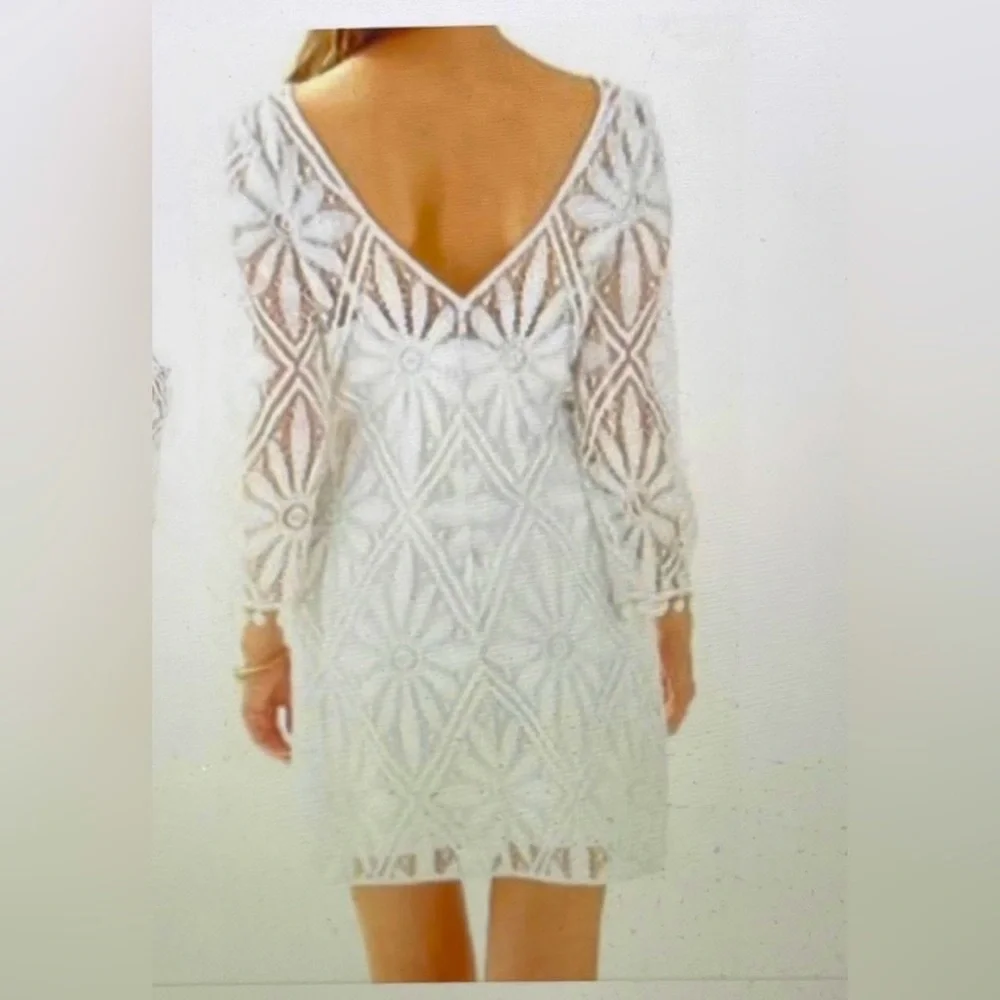 Lilly Pulitzer white v back floral lace dress XS